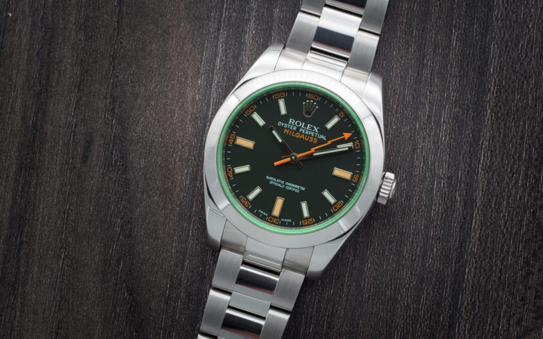 Rolex Milgauss in acciaio con vetro verde Ref. 116400GV