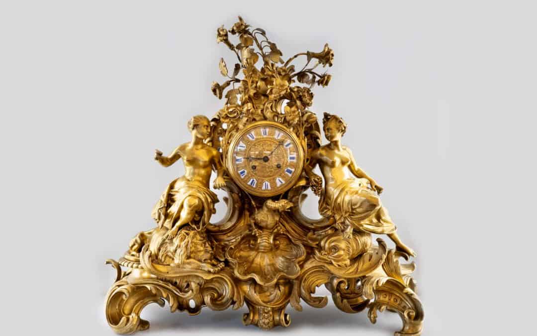 Grande orologio in bronzo dorato firmato “Deniere A Paris”